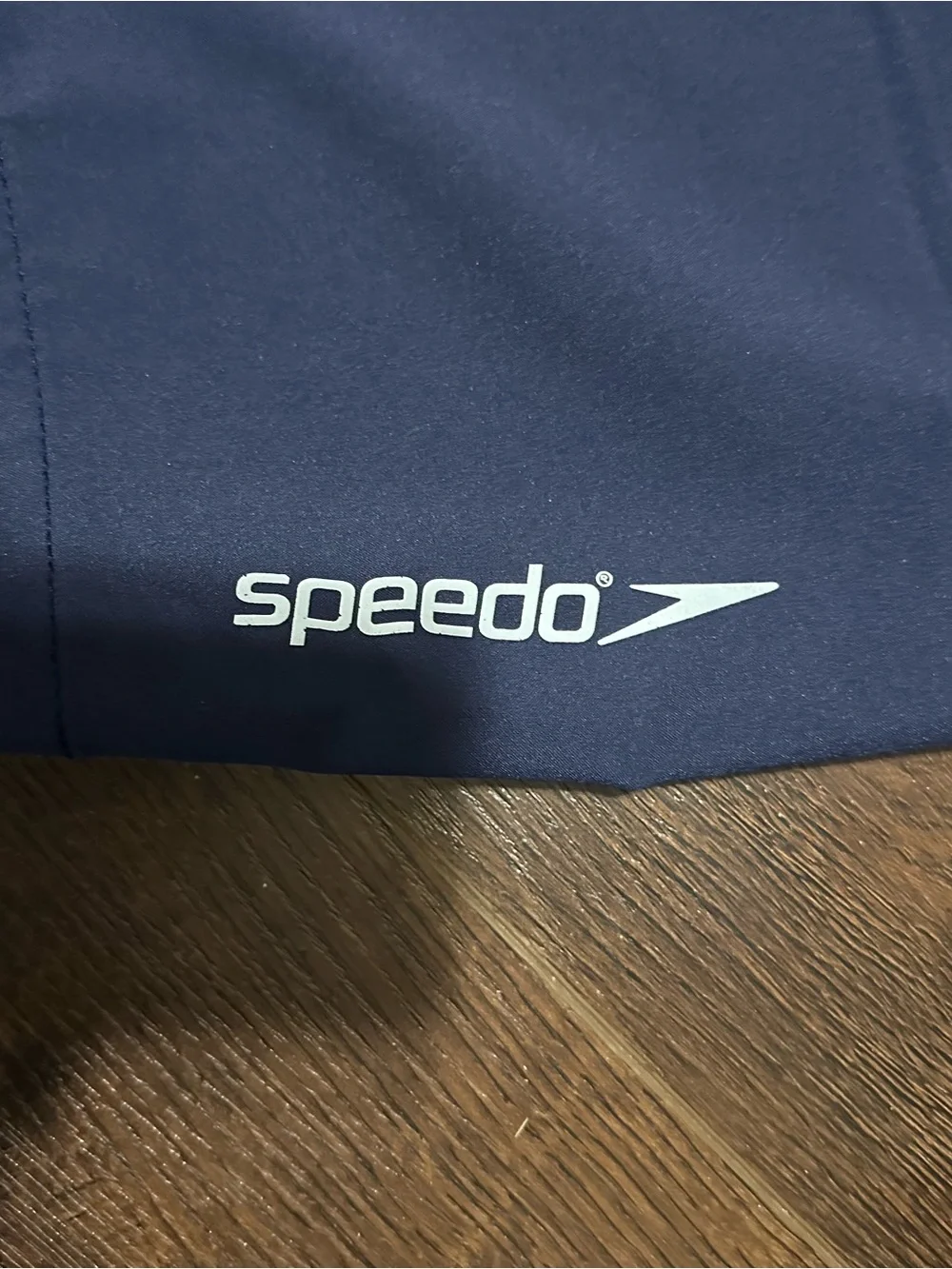 Speedo Men's Navy Swim Trunks with Bright Blue Waistband